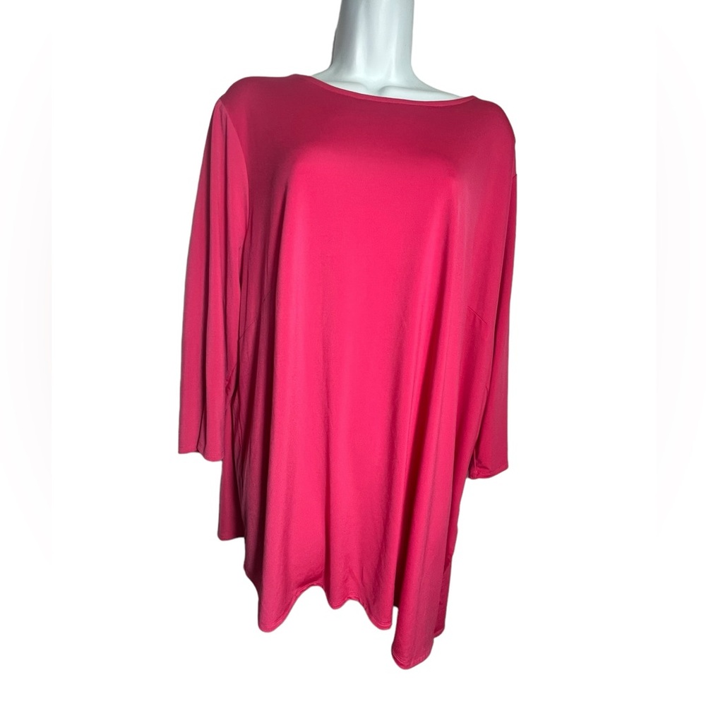 Joan Rivers‎ size 2x asymmetrical bright hot pink blouse shirt w/ gold accents